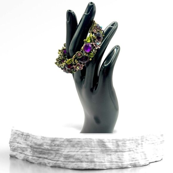 FLORAL RHINESTONE CUFF BRACELET - Picture 1 of 3